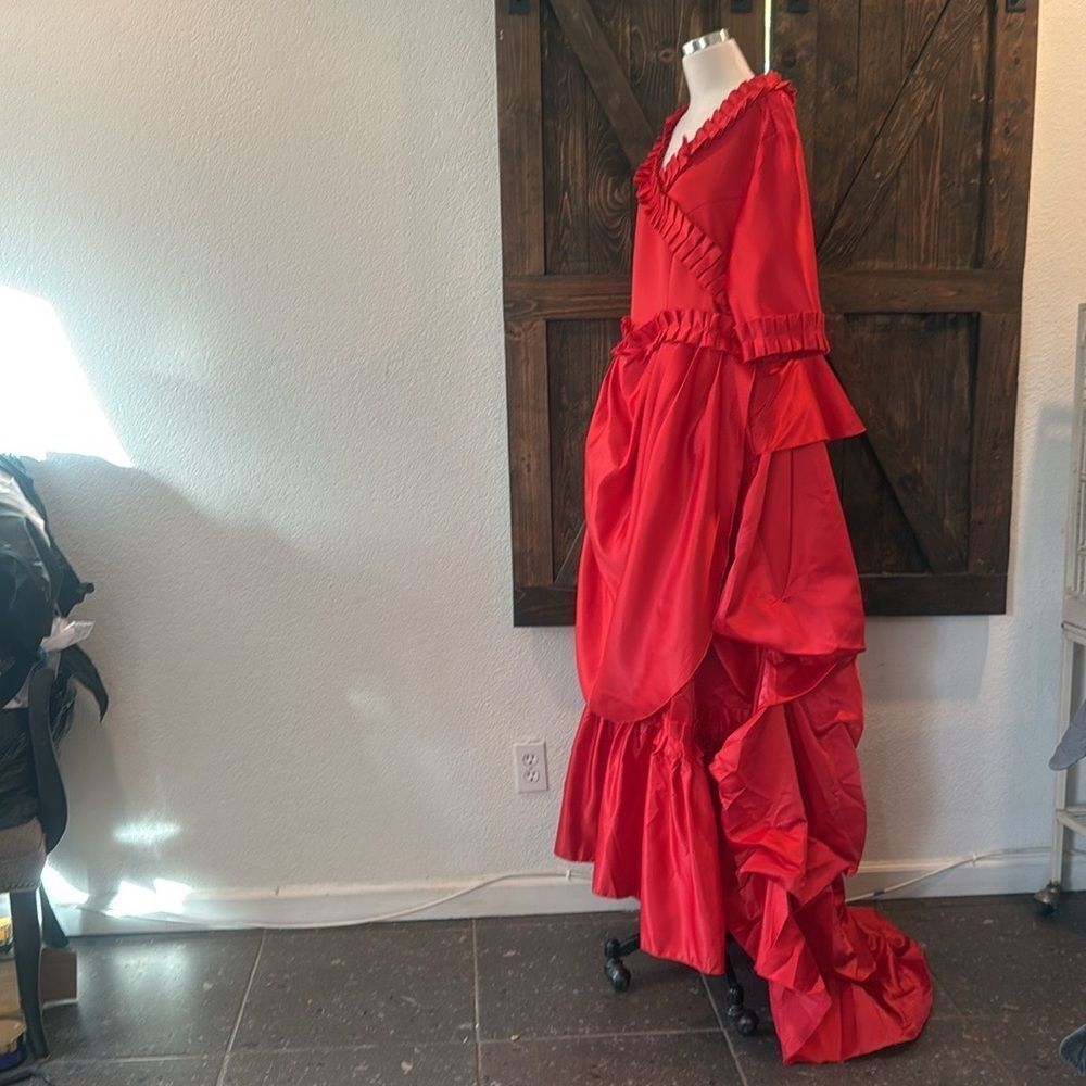 Victorian Gothic bustle Prom Red Vampire Mina Harker Civil War Southern  Dress - Picture 4 of 12